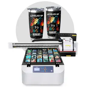 6090 A1 flatbed uv printer 7 color for mug bottle card varnish effect industrial digital uv printer machine