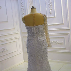 Jancember LSCJ64 Chic un hombro lleno de perlas sirena vestidos de novia vestidos - Product Image 6