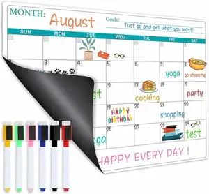 工厂定制磁性干擦冰箱日历-用于冰箱计划的磁性日历，冰箱磁性日历