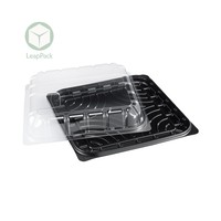 Boîte à dessert en plastique transparent recyclable pour aliments, gelée, hamburgers, conserves, avec impression en relief