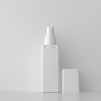 Personnalisable PE 60ml 75ml 90ml bouteille de pulvérisation de brume de soin de la peau blanche rechargeable de forme carrée avec bouchon