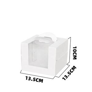 XJH <span class=keywords><strong>3</strong></span> 4 6 <span class=keywords><strong>8</strong></span> Polegada Branco Handle Portátil Mousse Bolo Caixa De Embalagem De Papel com Janela Presente Da Festa De Aniversário Caixa De Bolo De Pastelaria - Product Image 6