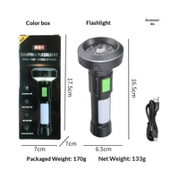 Nouvelle Lampe Torche LED de Camping Rechargeable USB 2026 en ABS avec Éclairage Latéral COB, Affichage de Puissance et Base Magnétique pour Éclairage Nocturne Transfrontalier