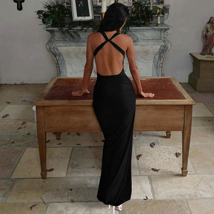 Vestido de Mujer Más Vendido, Primavera Verano, Nuevo Estilo Moderno, Sexy, Espalda Descubierta, Plisado, Ajustado, con Cordones, Venta al Por Mayor - Product Image 4