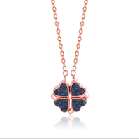 Nouveau collier en argent à la mode trèfle à 4 feuilles zircon chanceux trèfle à quatre feuilles coeur plaqué or 925 collier en argent sterling pour les femmes