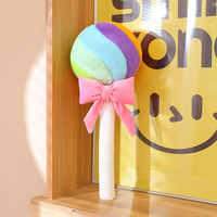 Coussin en peluche doux en forme de sucette arc-en-ciel, poupée en tissu mignonne, cadeau d'anniversaire créatif pour enfants, anti-stress, lavable