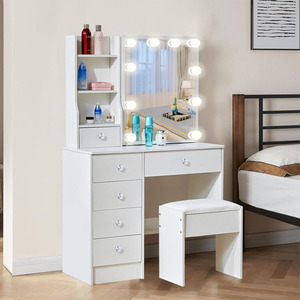 <strong>Mirrored</strong> Glass <strong>Chest</strong> <strong>of</strong> <strong>Drawers</strong> Cheap Beauty Store Makeup Vanities Dressing Tables with Mirror and Chair Luxury Modern - Product Image 1