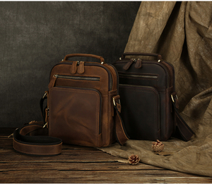 2025 Vintage Cowhide Men Handbag Crazy Horse Leather <strong>Messenger</strong> Crossbody Single <strong>Shoulder</strong> Bag Genuine Leather Sling Bag for Men - Product Image 2