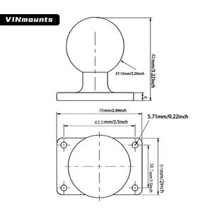 VINmount 2.25-inch ball head <b>monitor</b> mount, marine mount, 38.1*63.5mm standard hole spacing, for agricultural machinery - Product Image 3