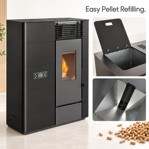 Stufa <span class=keywords><strong>a</strong></span> <span class=keywords><strong>Pellet</strong></span> per Riscaldamento Centralizzato con Kit Aria Calda, Sistema di Riscaldamento Centralizzato Multi-Stanza per Grandi Case e Ville - Product Image 2