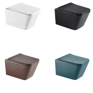 Cuvette de toilette murale en céramique noire, émaillée à haute température, gris-vert mat, procédé de cuisson unique, style moderne et minimaliste - Product Image 1