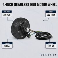 Moteur de roue GOLDGUN à couple élevé de 4 pouces, 24V 150W, moteur CC sans balais haute vitesse pour robot AGV et trottinette électrique