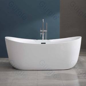 Baignoire à remous autoportante Gurgle, en acrylique, avec jets d'air massants et éclairage LED - Product Image 2