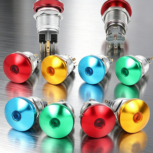 16/19/22mm Metal Mushroom Head Push Button Switch with LED, Momentary/Reset/Latching, Pin Terminal, Start Button - Product Image 3