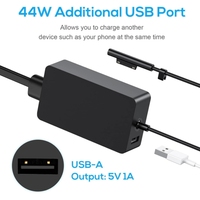 Chargeur secteur rapide 44W 15V 2.58A avec cordon d'alimentation pour Microsoft Surface Pro 3 4 5 6 7, Laptop 1 2 3 Go Book