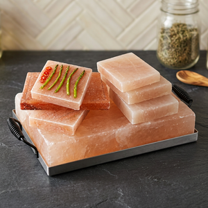 Plaque de cuisson en sel rose de l'Himalaya raffiné de qualité supérieure, avec support en acier inoxydable, brique de sel rose naturel. - Product Image 1
