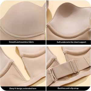 Soutiens-gorge sexy à décolleté plongeant en U profond pour femmes, multi-positions, respirants, pour l'agrandissement des <span class=keywords><strong>seins</strong></span>, avec armatures souples, bonnets en forme de W, pour le quotidien - Product Image 4