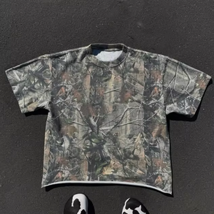 2025 Mùa Hè Tùy Chỉnh Hữu Cơ Cotton <span class=keywords><strong>Camo</strong></span> Đồ Họa T Áo Sơ Mi Boxy Phù Hợp Vòng Cổ Ngắn Tay Áo Tees Cho Nam Giới In Mô Hình - Product Image 3