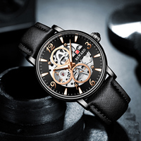 Montre mécanique de luxe pour homme avec logo personnalisé, cadran lumineux, bracelet en cuir, fermoir caché