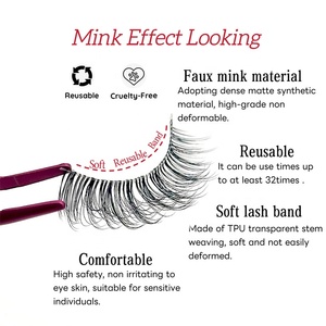 Faux <span class=keywords><strong>cils</strong></span> en vison synthétique en gros, marque privée, naturels, réutilisables, confortables, bande transparente 5D - Product Image 5
