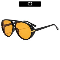 Nouvelles Lunettes de Soleil Tendance Été pour Femme, Style Aviateur Vintage Surdimensionné, Verres Orange, Vente en Gros, Logo Personnalisé, Marque Privée