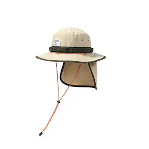 [Impermeabile pieghevole] ampio bordo grande pianura boonie pesca Safari cappello da sole cappello secchio personalizzato con stringa rimovibile