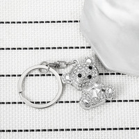 Porte-clés Ours en Strass - Porte-clés en Métal Ours en Peluche Scintillant pour Femmes (Argent)