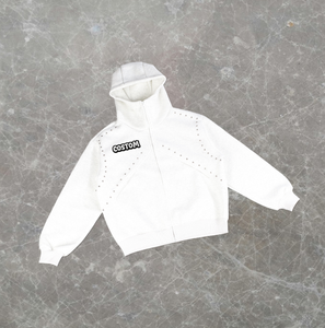 Sudadera con Capucha y Cremallera para Hombre, 100% Algodón, Forro Polar, Estilo Casual, Holgada, con Acabado Lavado y Diseño Anti-Frío - Product Image 1