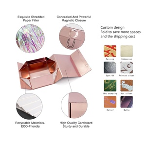 Customizable High-End Embossing Private Logo Printing Rose Gold <b>Magnetic</b> Foldable Paper <b>Box</b> for Wedding Birthdays <b>Gift</b> Packaging - Product Image 4