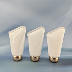 Luxury Cosmetic Containers 60ml White Custom <b>Tube</b> With Gold Ball Screw Cap 7Shape End Sealed <b>Tube</b> For Hand Cream - Product Image 1