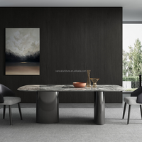 Fournisseur de tables à manger multifonctionnelles modernes OEM&ODM, table de salle à manger en pierre frittée de luxe à finition brillante pour hôtel, hall, appartement