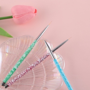Ensemble de 3 pinceaux <span class=keywords><strong>liner</strong></span> pour nail art avec manche en marbre de haute qualité, pour dessin de couleurs, traçage de lignes, sculpture et peinture d'ongles - Product Image 4