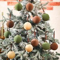 Ensemble de 15 boules de Noël artificielles en velours de style européen, en plastique, 8 cm, ornements floqués, logo personnalisé, pour arbre de Noël