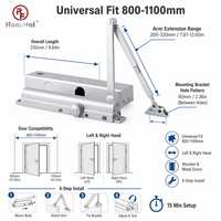 Cierrapuertas Ajustable de Aluminio, Hidráulico, Automático, con Resorte, Brazo Superior para Puertas Interiores de Madera y Metal, Comerciales, OEM