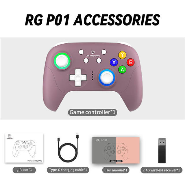 Anbernic Rg P01 Wireless Gamepad Controlador De Rgb Hall Effect Joystick Blue Tooth Game Controller for Pc and Android Ios RgP01