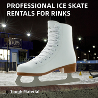 Patins à glace en cuir véritable blanc, beaux et confortables, pour femmes, avec lames en acier inoxydable, patins de haute qualité