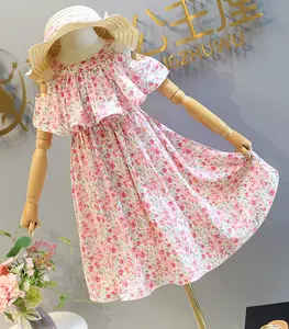 Robe d'été pour filles, Style de marque, à volants, manches bouffantes, vêtements pour enfants, nouvelle collection 2020