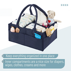 Organizador de Fraldas para Bebê em Feltro, Bolsa Portátil para Lenços com Compartimentos Ajustáveis para Viagens de Carro - Product Image 4