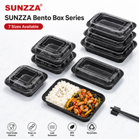 Boîte à lunch en PP micro-ondable Sunzza, boîte à sushi jetable, emballage pour plats à emporter, récipient pour salade à emporter