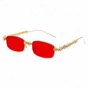 Lunettes de soleil rectangulaires vintage UV400 tendance 2020, unisexes, avec strass et monture en métal - Product Image 2