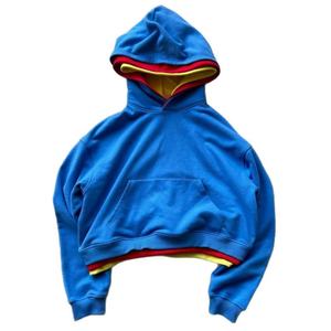 Felpa con Cappuccio Y2k Personalizzata da Uomo, Stile Streetwear, Colorblock, Pesante, Taglio Corto, Triplo Strato, Pullover con Cappuccio in Un Pezzo - Product Image 1