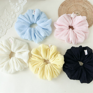Nouveau minimaliste grande queue de cheval élégante accessoire de cheveux douce fille en mousseline de soie bandeau en couleur crème unie mignon tissu cheveux <span class=keywords><strong>cravate</strong></span> - Product Image 2