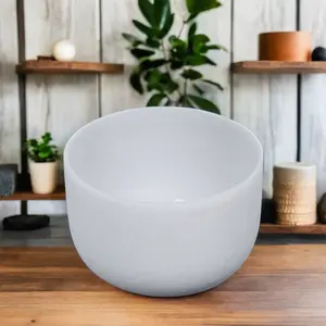 432hz Wholesale Factory Price White Frosted Quartz Crystal Singing Bowl Set 14" For Sound Healing