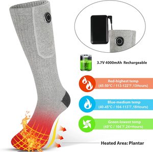 Chaussettes chauffantes électriques rechargeables par USB, chaussettes chauffantes pour l'hiver, chaussettes chauffantes pour l'extérieur - Product Image 4