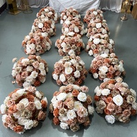 Boule de fleurs en soie personnalisée IFG, moderne, diamètre 40 cm, couleur marron café automnal, centre de table pour mariage, décoration de table à manger