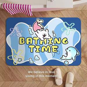 Alfombra de baño con dibujos de perros, rectangular, antideslizante, absorbente de agua, de tierra de diatomeas, para uso en el hogar, baño y cocina - Product Image 1