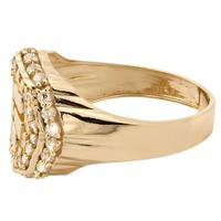 Großhandel Goldfarbener Runder Nugget-Textur Zirkon-Rand Herrenring Perlenbesetzter Rand Hip-Hop Maßgefertigter Unisex Statement Fingerschmuck