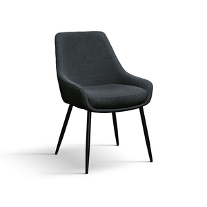 Ensemble de 2 chaises Gloria, revêtement en tissu anthracite, pieds en métal, chaise de salle à manger d'intérieur - Product Image 1
