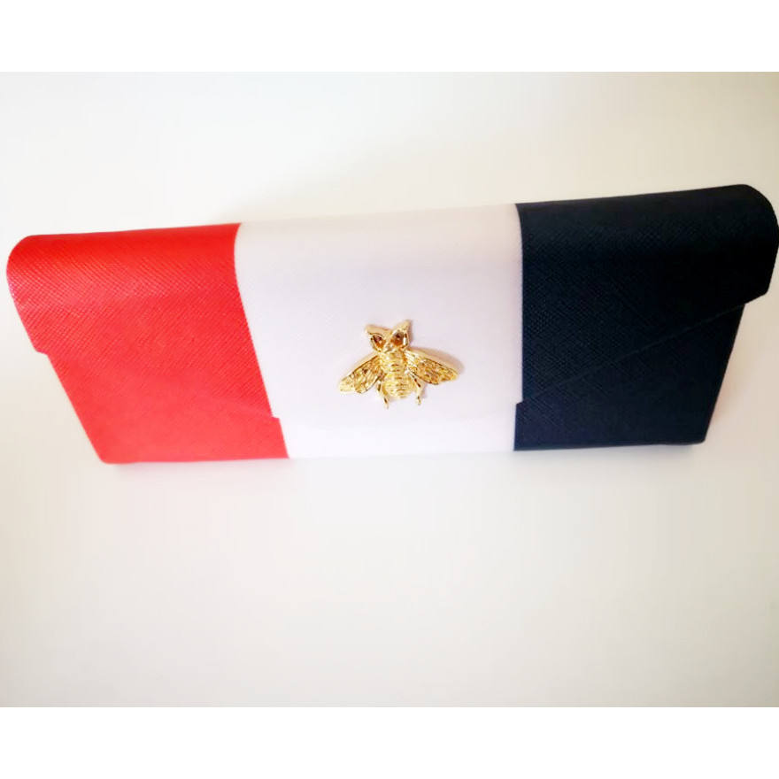 Design élégant d'abeille en rouge, blanc et bleu