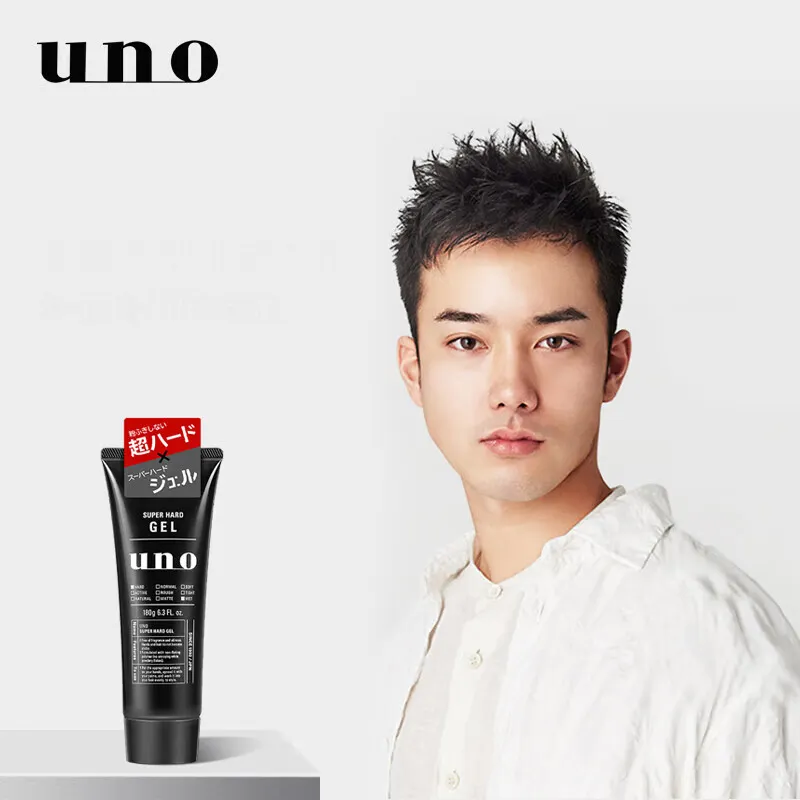 Uno Men's Hair Styling Super Hard Gel Wet Effect 180g Hair Jam Styling Gel Strong Hold para cabello rizado